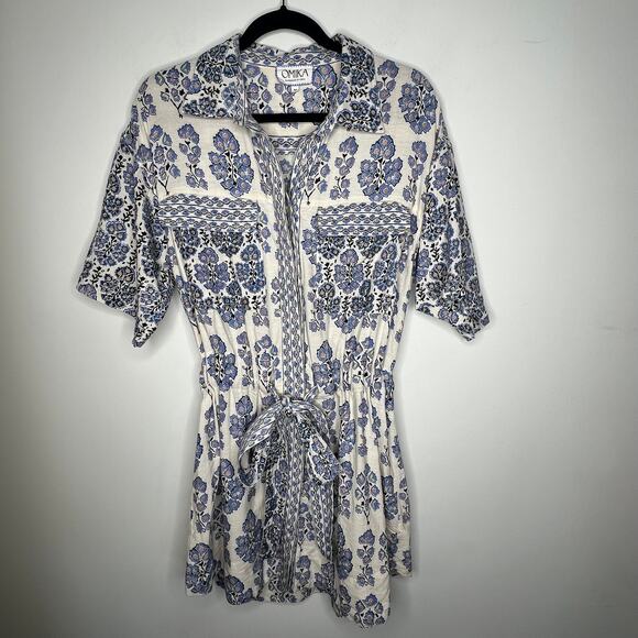 Omika Blue Floral Carla Shirt Dress Size Medium - Picture 8 of 9